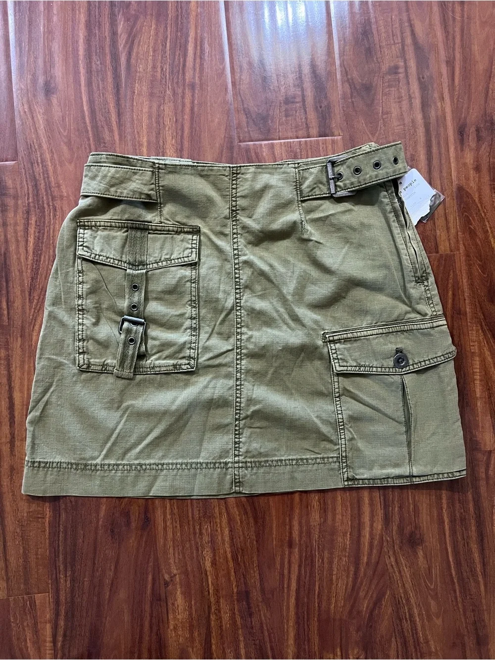 NWT Free People Erika Utility Mini Skirt Olive Green size 6